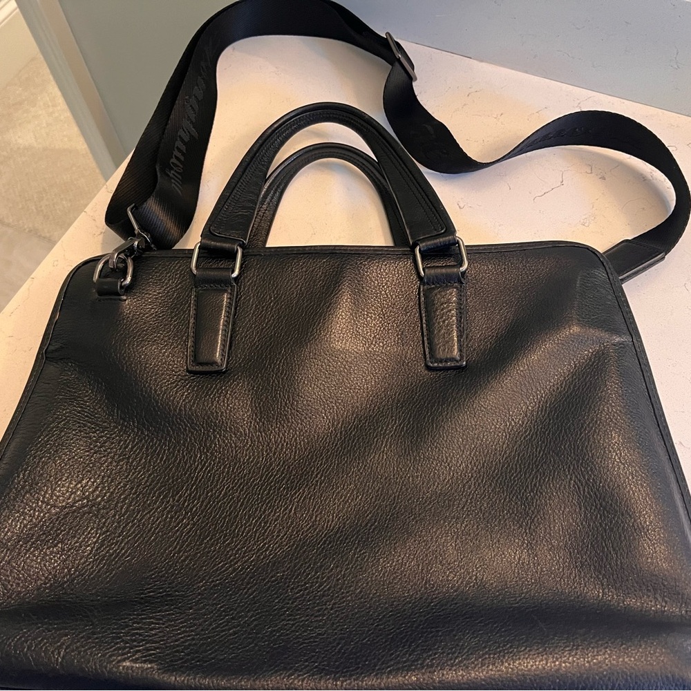 Black leather laptop case
